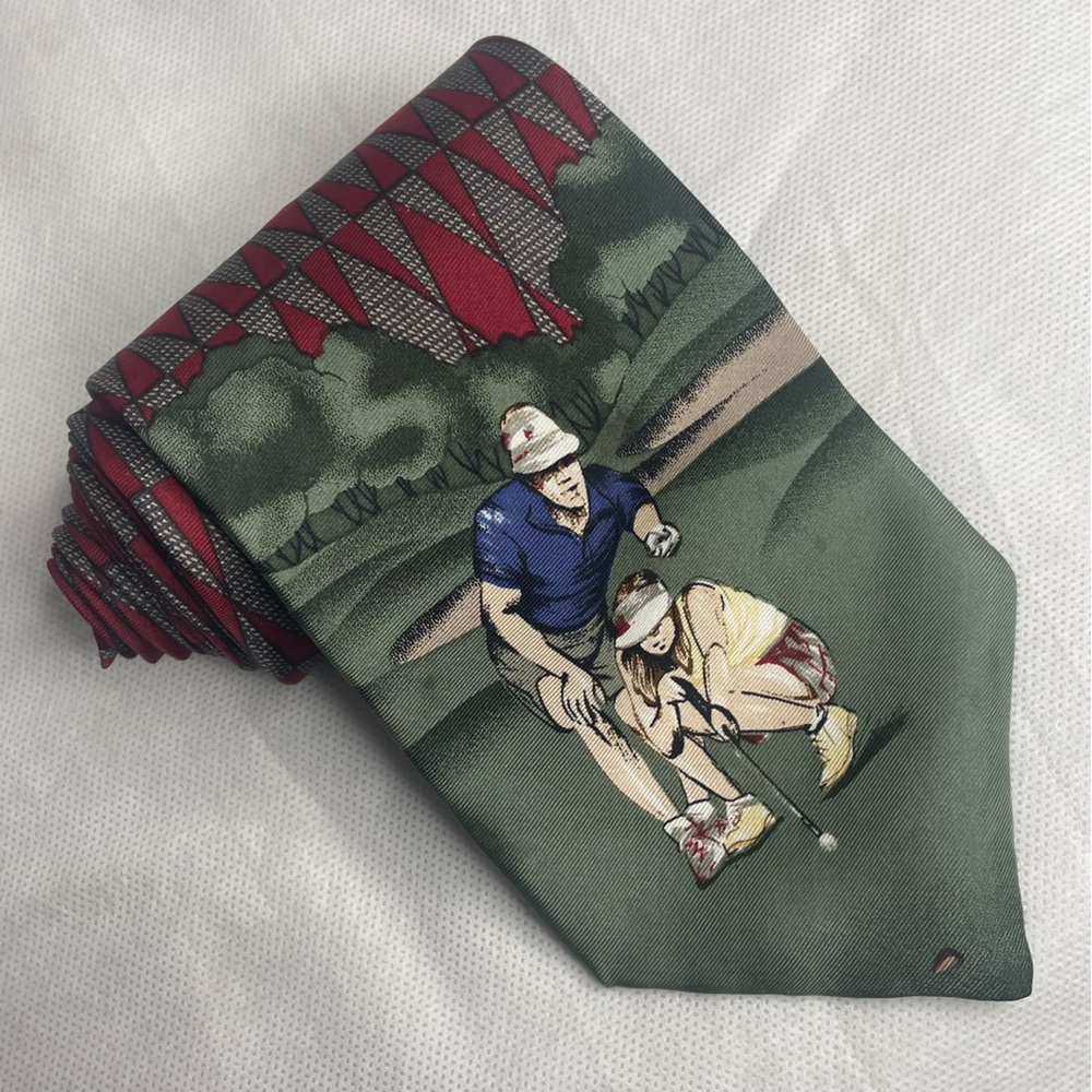 Pebble Beach Neckwear All Silk Golf Club Tie Father Daughter Lessons Made in USA